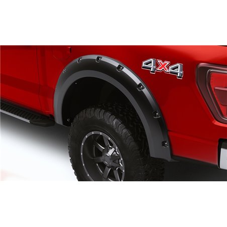 Lund 21-22 Ford F-150 (Excl. Lightning) RX-Rivet Style Smooth Fender Flares - Black (2 Pc. Rear)