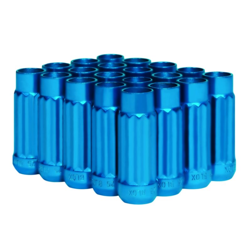 BLOX Racing 12-Sided P17 Tuner Lug Nuts 12x1.5 - Blue Steel - Set of 20 (Socket not included)