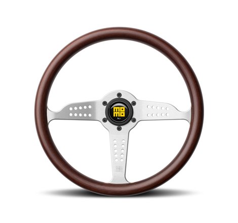 Momo Grand Prix Steering Wheel 350 mm - Mahogany Wood/Brshd Spokes