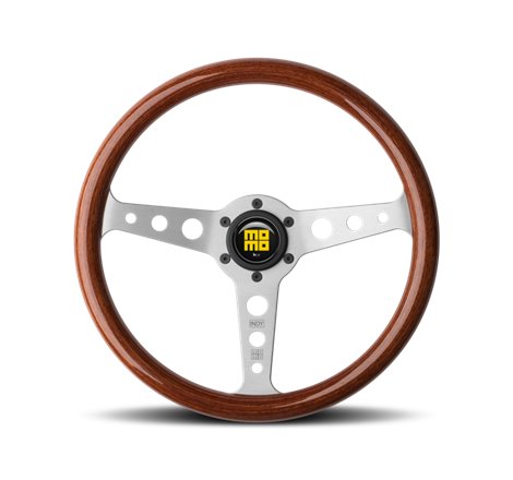 Momo Indy Steering Wheel 350 mm - Magoany Wood/Brshd Spokes