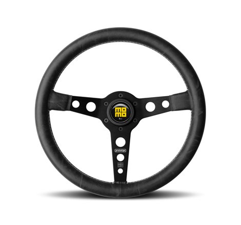 Momo Prototip Heritage Steering Wheel 350 mm - Black Leather/White Stitch/Black Spokes