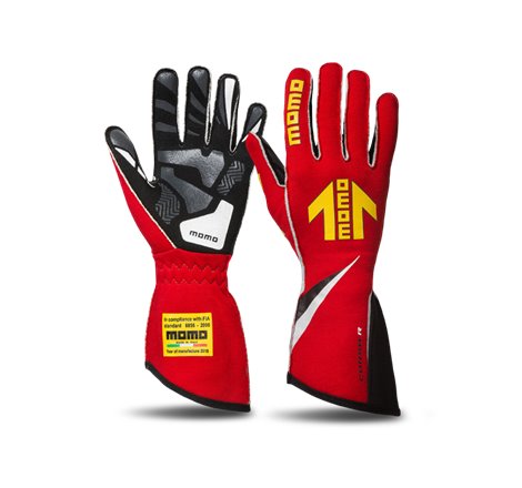 Momo Corsa R Gloves Size 8 (FIA 8856-2000)-Red