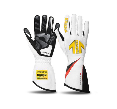 Momo Corsa R Gloves Size 10 (FIA 8856-2000)-White