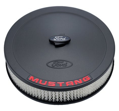 Ford Racing Air Cleaner Kit - Black Crinkle Finish w/ Red Mustang Emblem