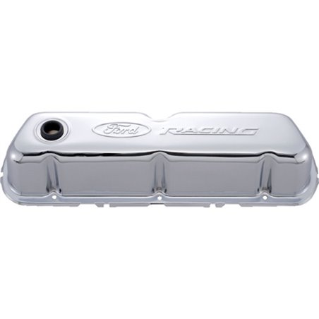 Ford Racing Embosses Logo Stamped Steel Valve Cover Chrome