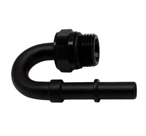 DeatschWerks 8AN ORB Male to 3/8in Male EFI Quick Connect Adapter 180-Degree - Anodized Matte Black
