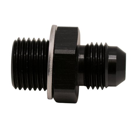 DeatschWerks 6AN Male Flare to M16 X 1.5 Male Metric Adapter (Incl Washer) - Anodized Matte Black