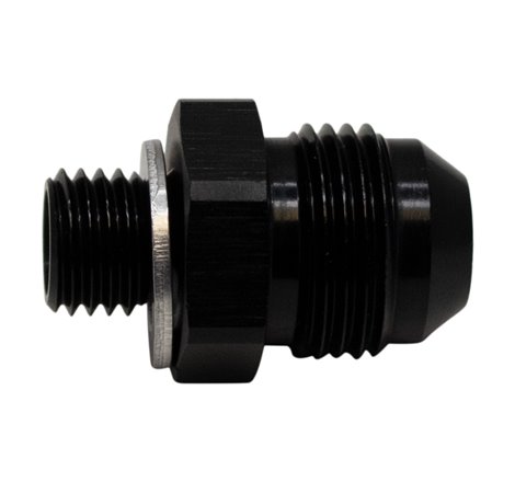 DeatschWerks 8AN Male Flare to M12 X 1.5 Male Metric Adapter (Incl Washer) - Anodized Matte Black
