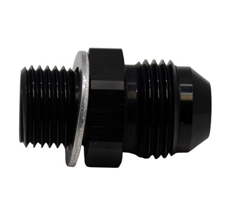 DeatschWerks 8AN Male Flare to M16 X 1.5 Male Metric Adapter (Incl Washer) - Anodized Matte Black