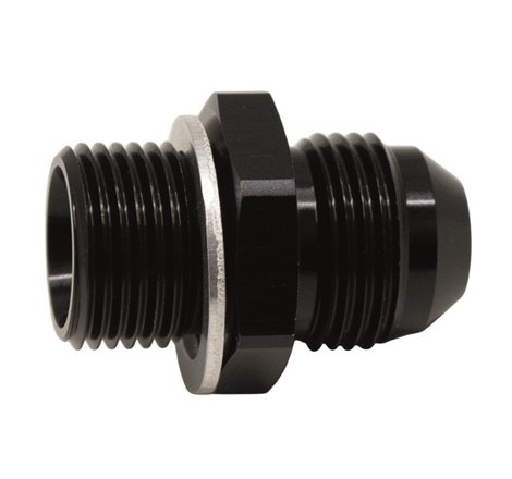DeatschWerks 8AN Male Flare to M18 X 1.5 Male Metric Adapter (Incl Washer) - Anodized Matte Black