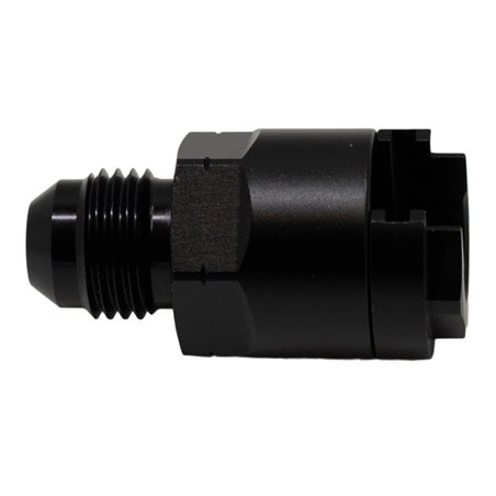 DeatschWerks 6AN Male Flare to 3/8in Female EFI Quick Connect Adapter - Anodized Matte Black