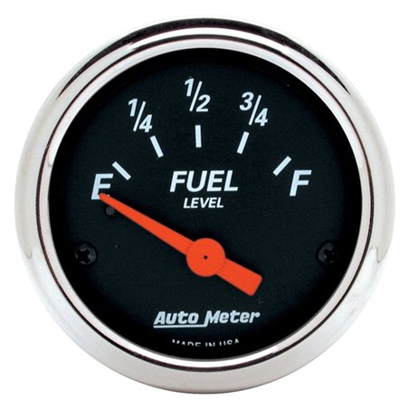 AutoMeter Gauge Fuel Level 2-1/16in. 0 Ohm(e) to 30 Ohm(f) Elec Designer Black