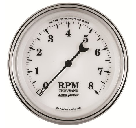 AutoMeter Gauge Tachometer 3-3/8in. 8K RPM In-Dash Old Tyme White II