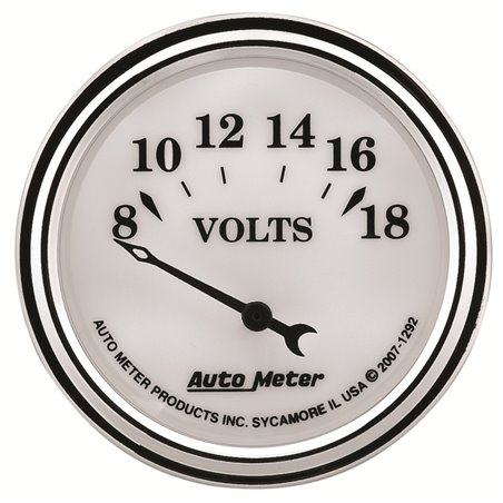 AutoMeter Gauge Voltmeter 2-1/16in. 18V Elec Old Tyme White II