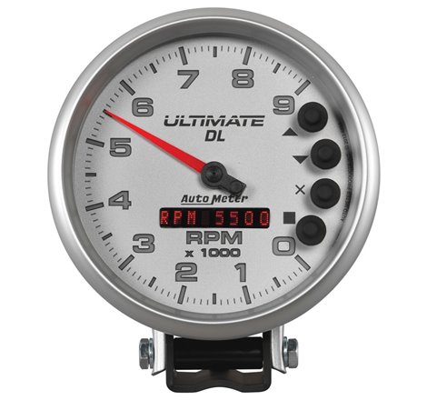 AutoMeter Gauge Tach 5in. 9K RPM Pedestal Datalogging Ultimate Dl Playback Silver