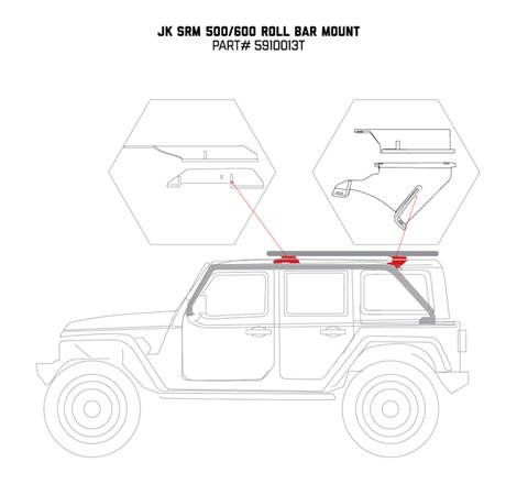 Go Rhino 07-17 Jeep Wrangler 4dr Mouinting Kit for SRM Rack