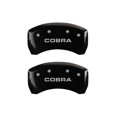 MGP Rear set 2 Caliper Covers Engraved Rear Cobra Black finish silver ch