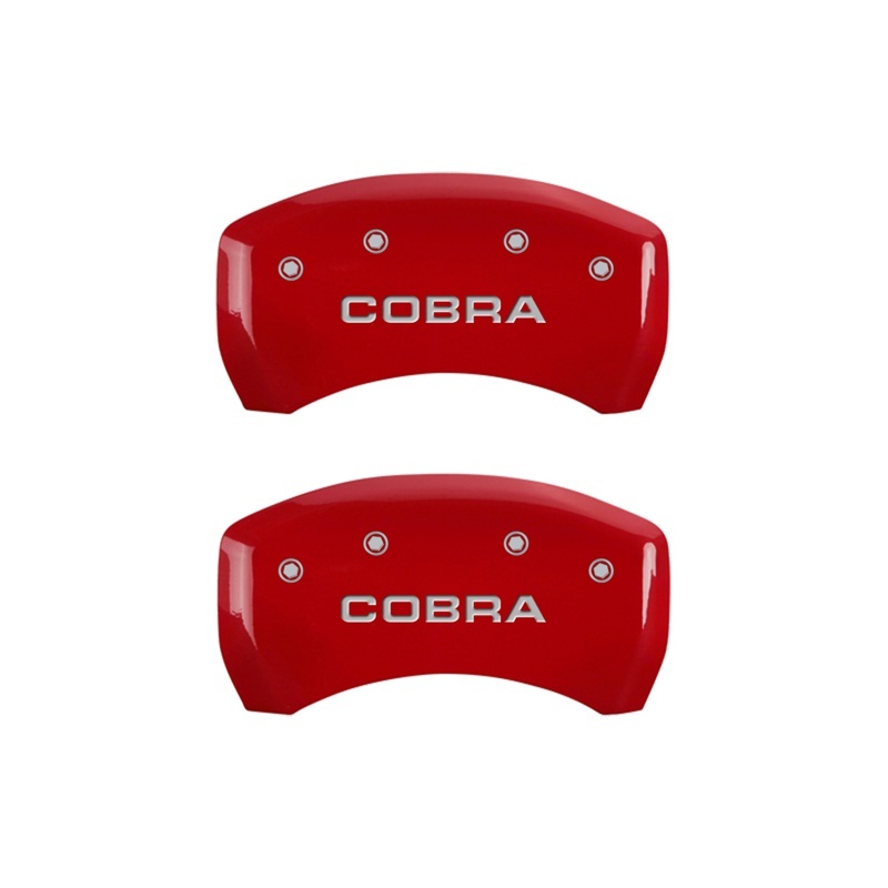 MGP Rear set 2 Caliper Covers Engraved Rear Cobra Red finish silver ch