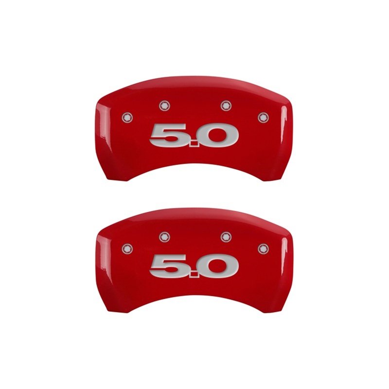 MGP Rear set 2 Caliper Covers Engraved Rear 50 Red finish silver ch