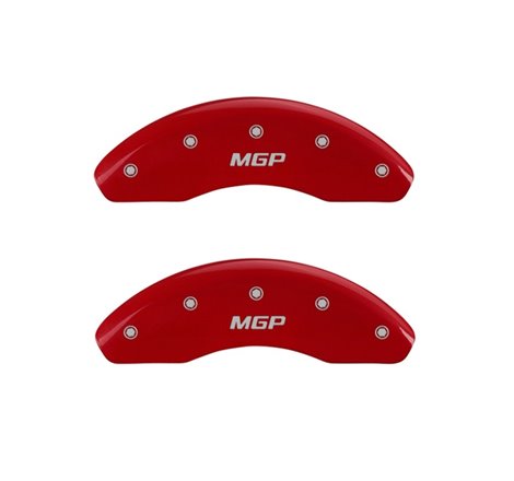 MGP Front set 2 Caliper Covers Engraved Front MGP Red finish silver ch