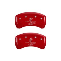 MGP Rear set 2 Caliper Covers Engraved Rear GT350 Shelby & Cobra Red finish silver ch