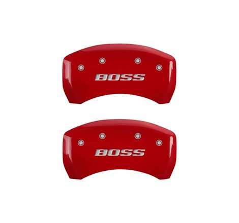 MGP Rear set 2 Caliper Covers Engraved Rear Boss Red finish silver ch