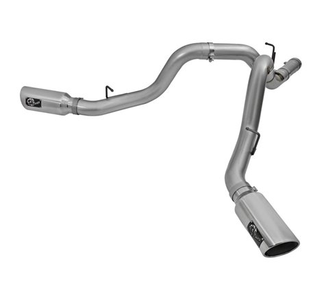 aFe LARGE Bore HD 4in Dual DPF-Back SS Exhaust w/Polished Tip 16-17 GM Diesel Truck V8-6.6L (td) LML
