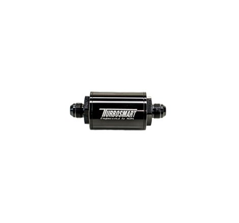 Turbosmart FPR Billet Inline Fuel Filter 1.75in OD 3.825in Length AN-6 Male Inlet - Black