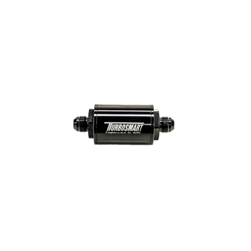 Turbosmart FPR Billet Inline Fuel Filter 1.75in OD 3.825in Length AN-10 Male Inlet - Black