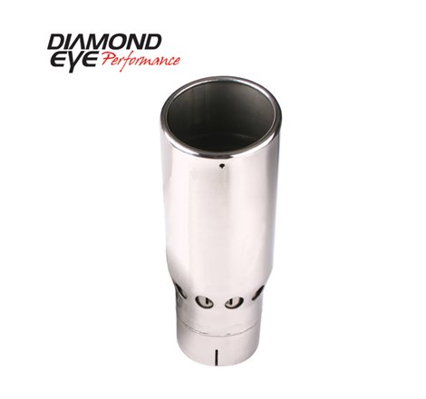 Diamond Eye TIP 5in INLET X 6in OUTLET VENTED/INTERCOOLER ROLLED ANGLE SLOTTED POLISHED SS 15 ANGLE
