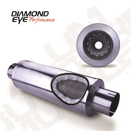 Diamond Eye MFLR 4inID SGL IN/SGL OUT 7inDIA X 24in BODY 30in LENGTH LOUVERED SLOTTED ENDS 409 SS