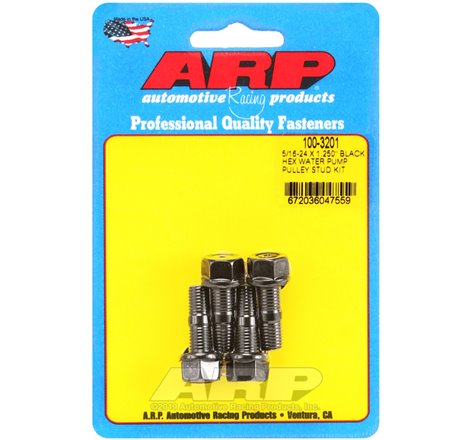 ARP 5/16-24 X 1.250 Black Hex Water Pump Pulley Stud Kit