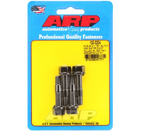 ARP 5/16-24 X 1.750 Black Hex Water Pump Pulley w/ .500in Fan Spacer Stud Kit