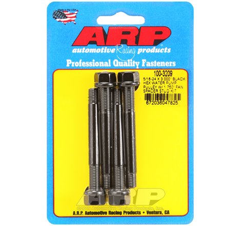 ARP 5/16-24 X 3.000 Black Hex Water Pump Pulley w/ 1.750in Fan Spacer Stud Kit