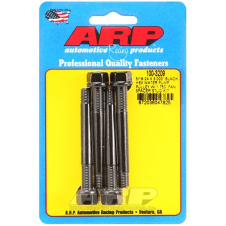 ARP 5/16-24 X 3.000 Black Hex Water Pump Pulley w/ 1.750in Fan Spacer Stud Kit