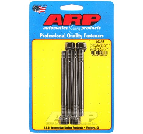 ARP 5/16-24 X 4.000 Black Hex Water Pump Pulley w/ 2.750in Fan Spacer Stud Kit