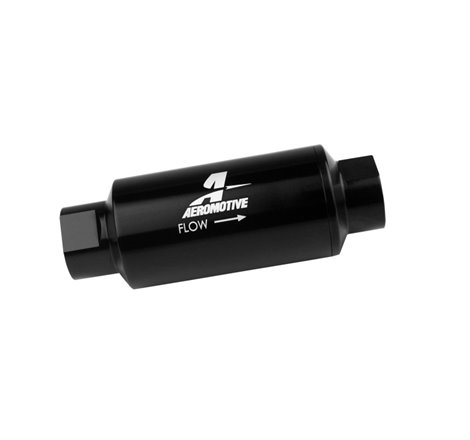 Aeromotive In-Line Fuel Filter 40-M Stainless Mesh Element ORB-10 Port (Bright-Dip Black) 2in. OD