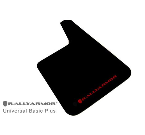 Rally Armor Universal Fit (No Hardware) Basic Plus Black Mud Flap w/ Red Logo