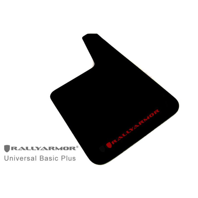 Rally Armor Universal Fit (No Hardware) Basic Plus Black Mud Flap w/ Red Logo