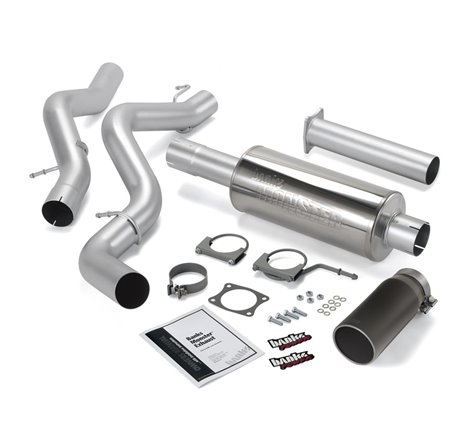 Banks Power 02-05 Chev 6.6L EC/CCSB Monster Exhaust System - SS Single Exhaust w/ Black Tip