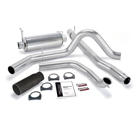 Banks Power 99 Ford 7.3L Truck w/Cat Conv Monster Exhaust System - SS Single Exhaust w/ Black Tip