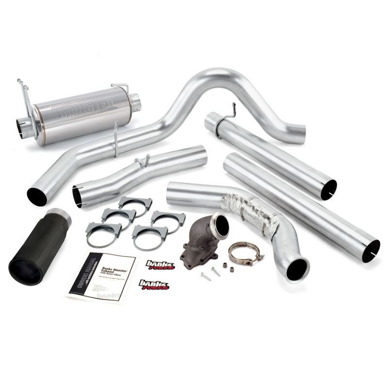 Banks Power 99 Ford 7.3L w/Cat Conv Monster Exhaust w/ Power Elbow - SS Single Exhaust w/ Black Tip