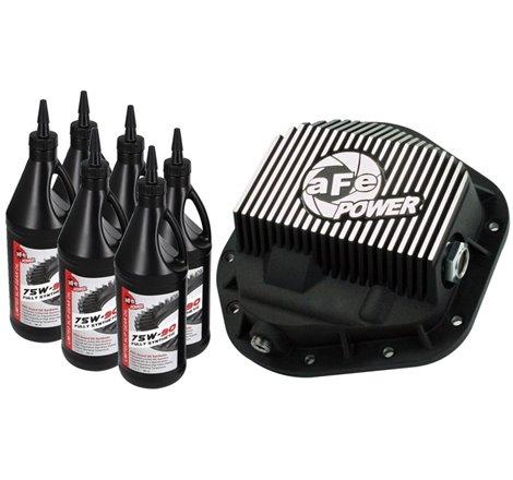 aFe Power Front Diff Cover w/ 75W-90 Gear Oil 5/94-12 Ford Diesel Trucks V8 7.3/6.0/6.4/6.7L (td)