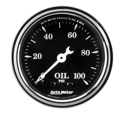 Auto Meter Gauge Oil Press 2 1/16in 100psi Mech Old Tyme Black