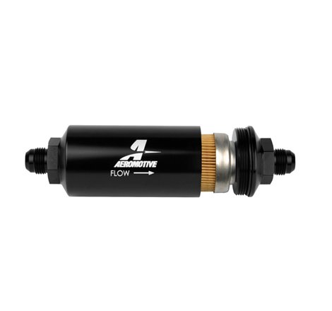 Aeromotive In-Line Filter - (AN -8 Male) 10 Micron Fabric Element Bright Dip Black Finish