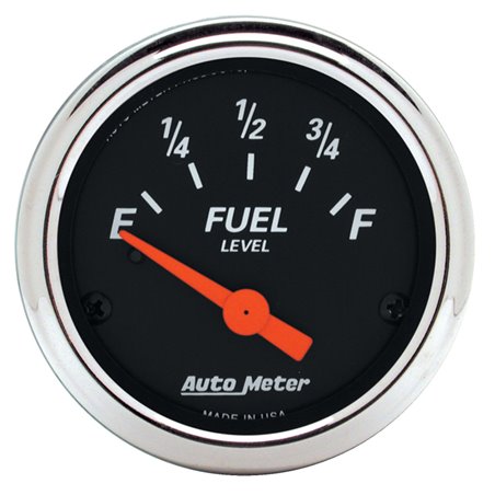 Autometer Designer Black 2 1/16in 0 Ohm E to 90 Ohm F Electronic Fuel Level Gauge