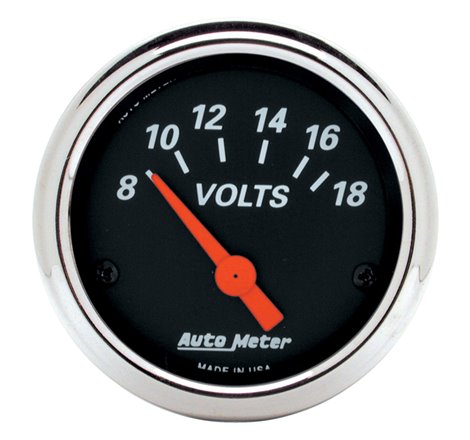 Autometer Designer Black 2 1/16in 18 Volt Electronic Voltage Gauge