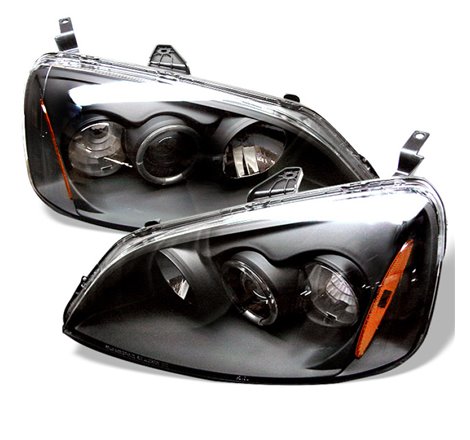 Spyder Honda Civic 01-03 2/4DR Projector Headlights - LED Halo Amber Reflector Blk PRO-YD-HC01-AM-BK