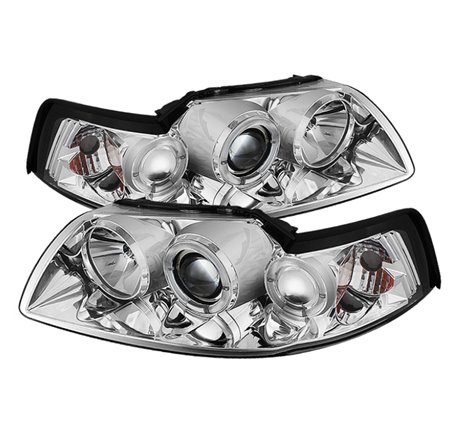 Spyder Ford Mustang 99-04 Projector Headlights LED Halo Chrome High H1 Low H1 PRO-YD-FM99-1PC-AM-C