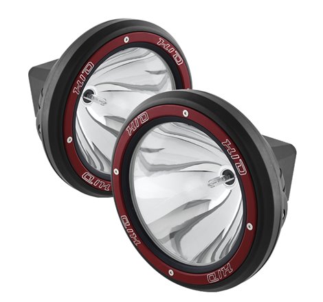 Spyder 7 Inch HID 4x4 fog lights Black/Red Housing w/wiring W/Switch- Chrome FL-CH-JK7004BR-C
